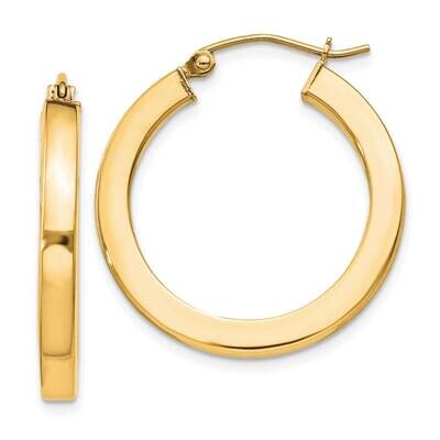 Flash Gold-Plated 3X25mm Square Tube Hoop Earrings Sterling Silver QE824GP, MPN: QE824GP,