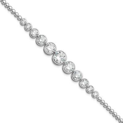 Polished Graduated CZ Bracelet 8 Inch Sterling Silver Rhodium-Plated QG6426-7.25, MPN: QG6426-7.25,