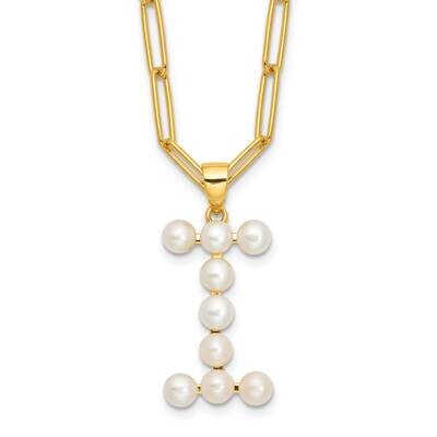 Gold-Plated 3-5.5mm Fwc Pearl Letter I 18 Inch Necklace Sterling Silver QH5808GPI-18, MPN: QH5808GP…