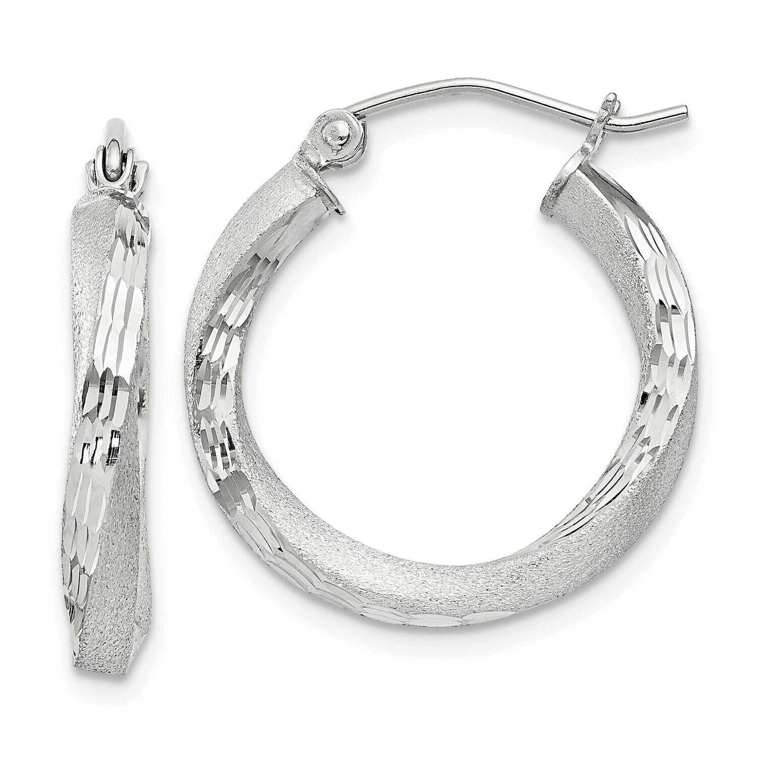 Diamond-Cut Twisted 3X20mm Hoop Earrings Sterling Silver Satin QE4610SP, MPN: QE4610SP,