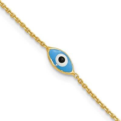 Gold-Plated Enamel Evil Eye 9 Inch Plus 1 Inch Extender Anklet Sterling Silver QG6312GP-9, MPN: QG6…