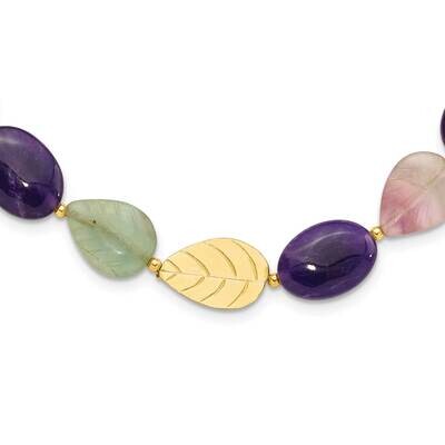 Gold-Plated Amethyst Fluorite Jade 2 Inch Extender Necklace Sterling Silver QH5673-18.5, MPN: QH567…