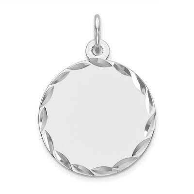 Rhod-Plated Eng. Rnd Polish Front &amp; Back Disc Charm Sterling Silver QM381/27P, MPN: QM381/27P,