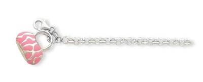 Pink Enameled Handbag Bracelet 7 Inch Sterling Silver QG1520-7, MPN: QG1520-7, 883957004297