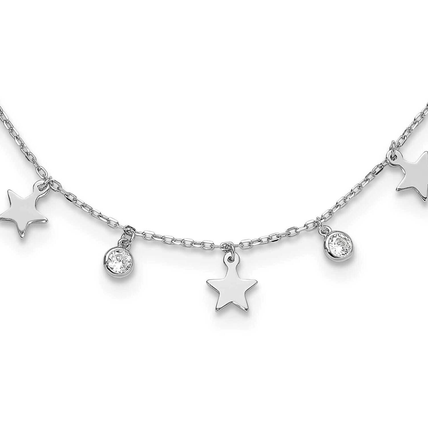 CZ Star 2 Inch Extender Choker Sterling Silver Rhodium-Plated QG5675-12.5, MPN: QG5675-12.5, 191101…