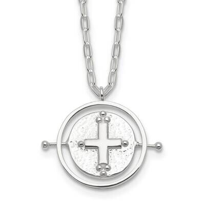 E-Coating Movable/Spin Cross 16 Inch 2 Inch Extension Necklace Sterling Silver QG6570-16, MPN: QG65…