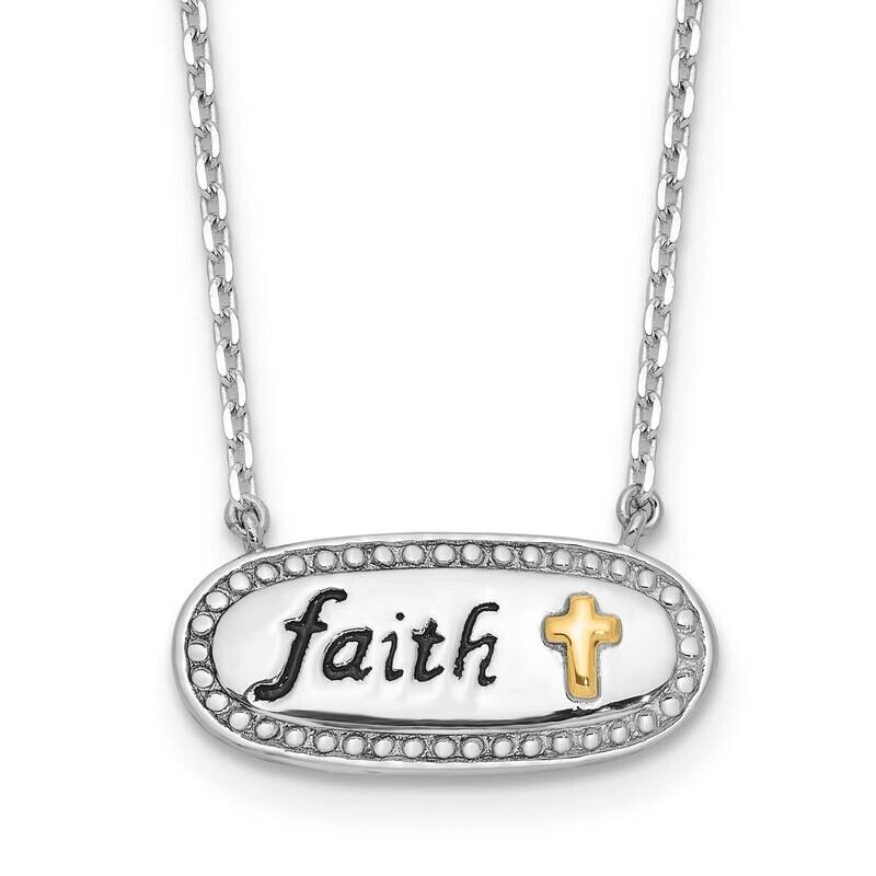 Sterling Silver Accent Rh-Plated Enamel Faith 2In. Extension Necklace 14k Gold QG6583-16, MPN: QG65…