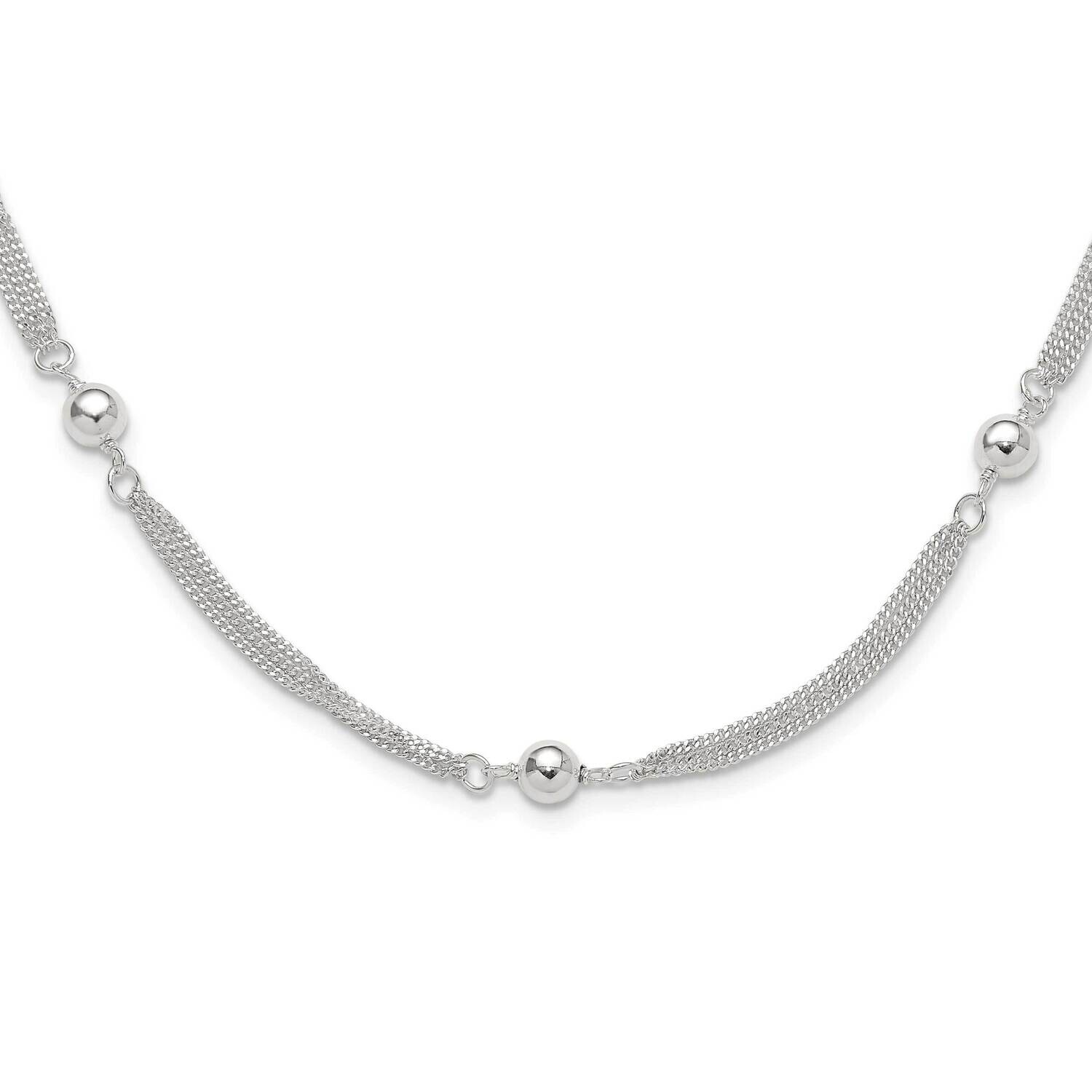 Multi-StrBeaded 18 Inch Necklace Sterling Silver Polished QG6534-18, MPN: QG6534-18,