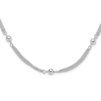 Multi-StrBeaded 18 Inch Necklace Sterling Silver Polished QG6534-18, MPN: QG6534-18,