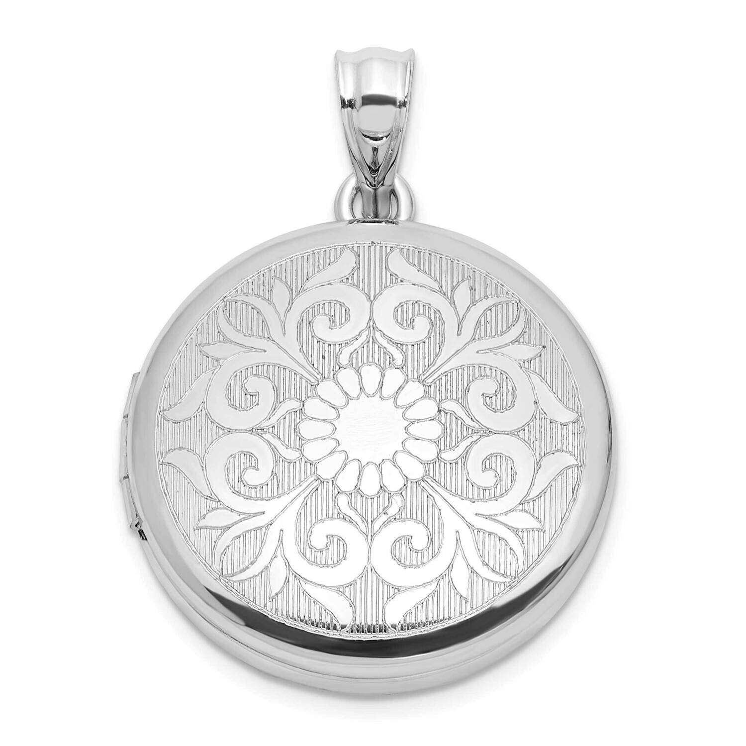 20mm Floral Filigree Round Locket Sterling Silver Rhodium-Plated QLS1169, MPN: QLS1169,