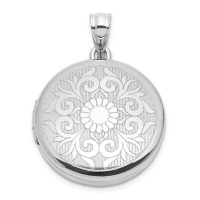 20mm Floral Filigree Round Locket Sterling Silver Rhodium-Plated QLS1169, MPN: QLS1169,