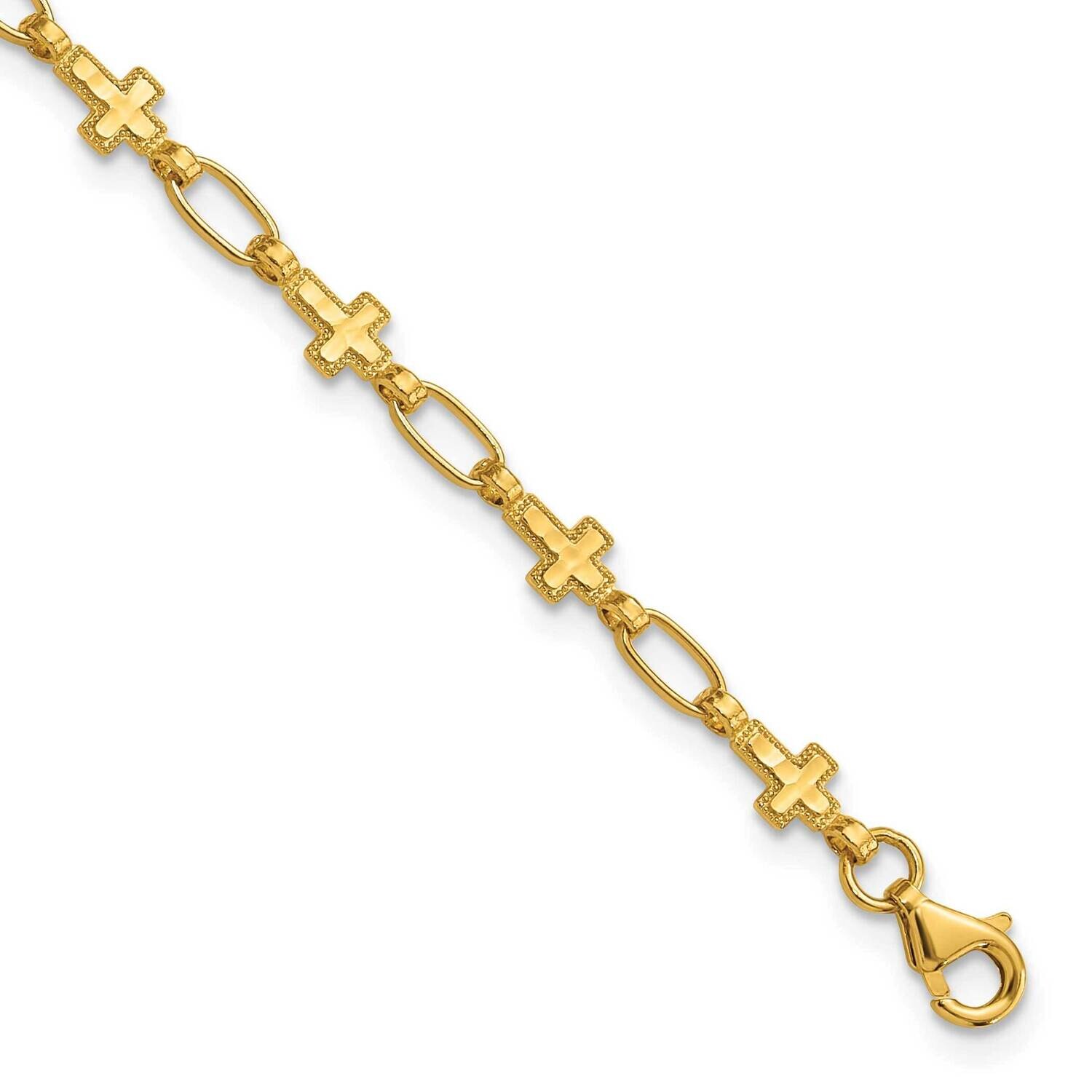 Gold-Tone Cross 7.5 Inch Bracelet Sterling Silver QG6308GP-7.5, MPN: QG6308GP-7.5,