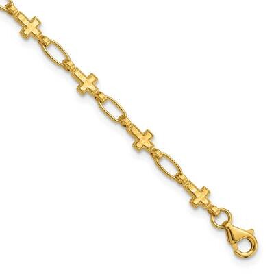 Gold-Tone Cross 7.5 Inch Bracelet Sterling Silver QG6308GP-7.5, MPN: QG6308GP-7.5,