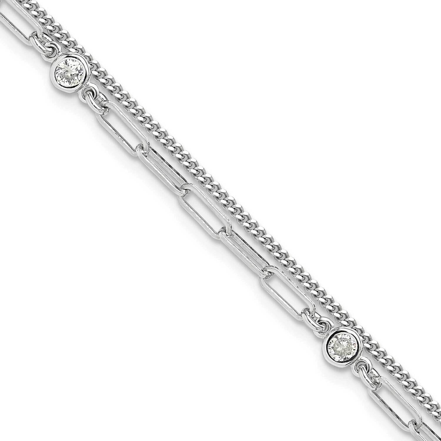 CZ 2 Str6.75 Inch 1 Inch Extender Bracelet Sterling Silver Rhodium-Plated QG6495-6.75, MPN: QG6495-…