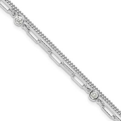 CZ 2 Str6.75 Inch 1 Inch Extender Bracelet Sterling Silver Rhodium-Plated QG6495-6.75, MPN: QG6495-…