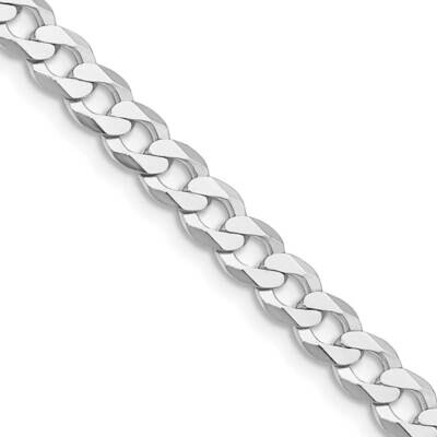 5.75mm Flat Curb Chain 24 Inch Sterling Silver Rhodium-Plated QLB150R-24, MPN: QLB150R-24,