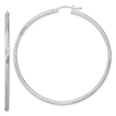 2.5mm Polished Satin Diamond-Cut Hoop Earrings Sterling Silver QE3552SP, MPN: QE3552SP,