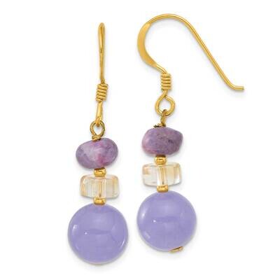 Gold-Pltd Ametrin Purple Quartz Charoite Dangle Earrings Sterling Silver QE17286, MPN: QE17286,