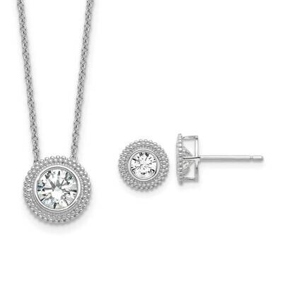 CZ 18 Inch Necklace Earring Set Sterling Silver Rhodium-Plated QG6701SET, MPN: QG6701SET, 716838383…