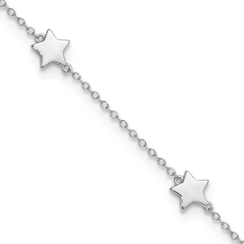Stationed Star 2 Inch Extender Anklet Sterling Silver Rhodium-Plated QG5668-8.5