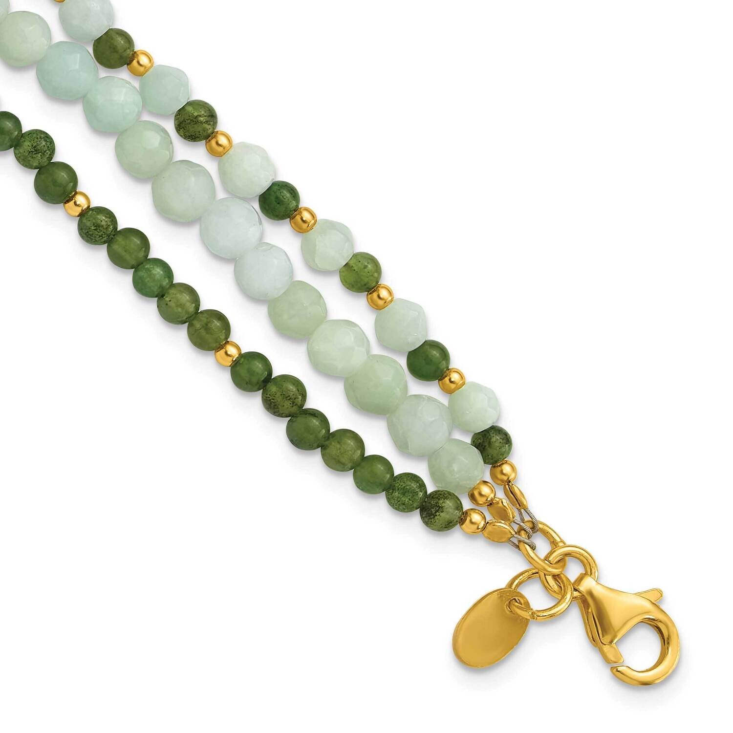 Gold-Plated Amazonite Heart 7 Inch 1 Inch Extender Bracelet Sterling Silver QH5834-7