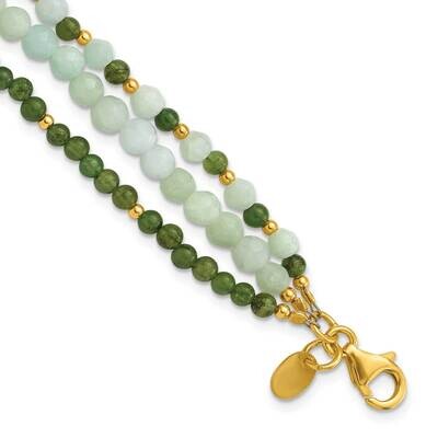 Gold-Plated Amazonite Heart 7 Inch 1 Inch Extender Bracelet Sterling Silver QH5834-7, MPN: QH5834-7,