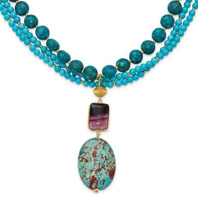 Gold-Plated Multi Stone Adj. 17 Inch Or 40In Necklace Sterling Silver QH5835, MPN: QH5835,