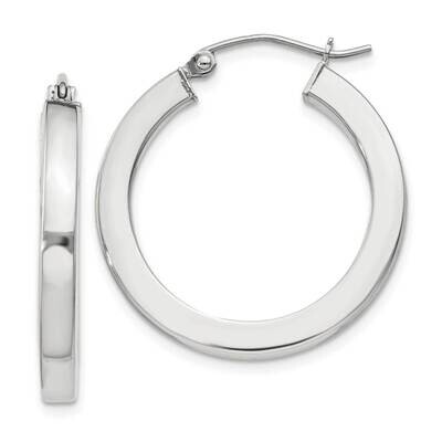 3X25mm Square Tube Hoop Earrings Sterling Silver QE824SP, MPN: QE824SP,