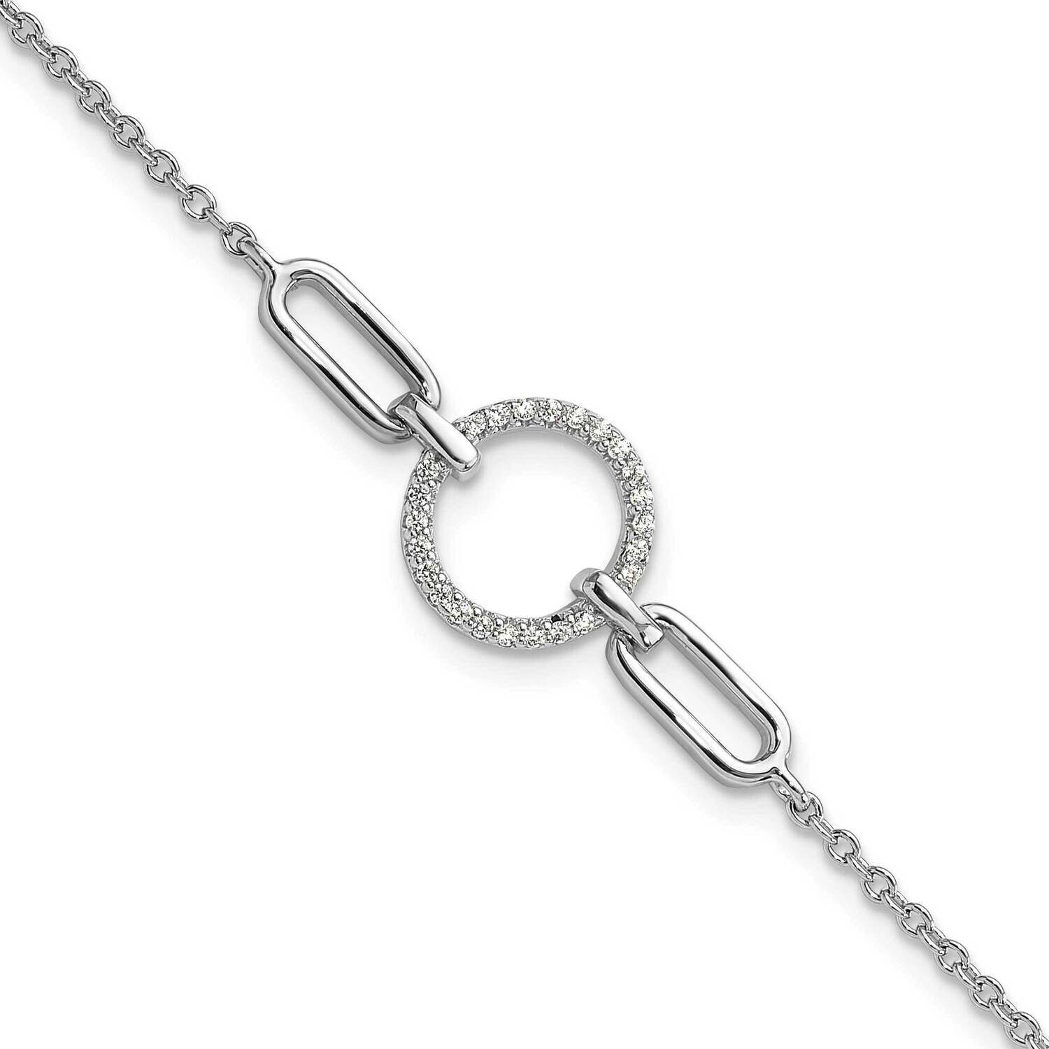 Fancy CZ Circle 7 Inch 1 Inch Extension Bracelet Sterling Silver Rhodium-Plated QG6446-7, MPN: QG64…