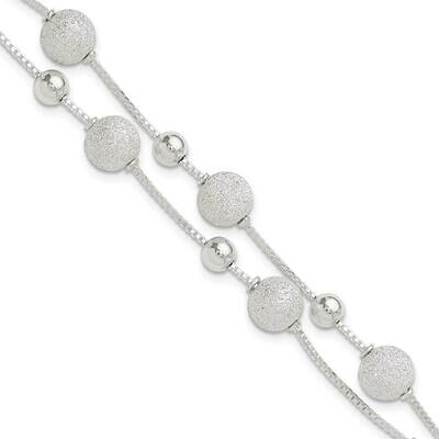 Polish &amp; Laser Beaded 2 Str7 Inch 1 Inch Extension Bracelet Sterling Silver QG6538-7, MPN: QG6538-7,