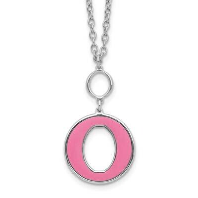18 Inch 2 Inch Extension Pink Enamel Circle Necklace Sterling Silver Rhodium-Plated QG6714-18, MPN:…