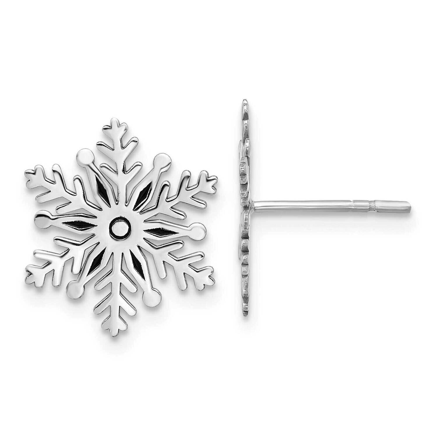 Enamel Snowflake Post Earrings Sterling Silver Rhodium-Plated QE17668, MPN: QE17668,