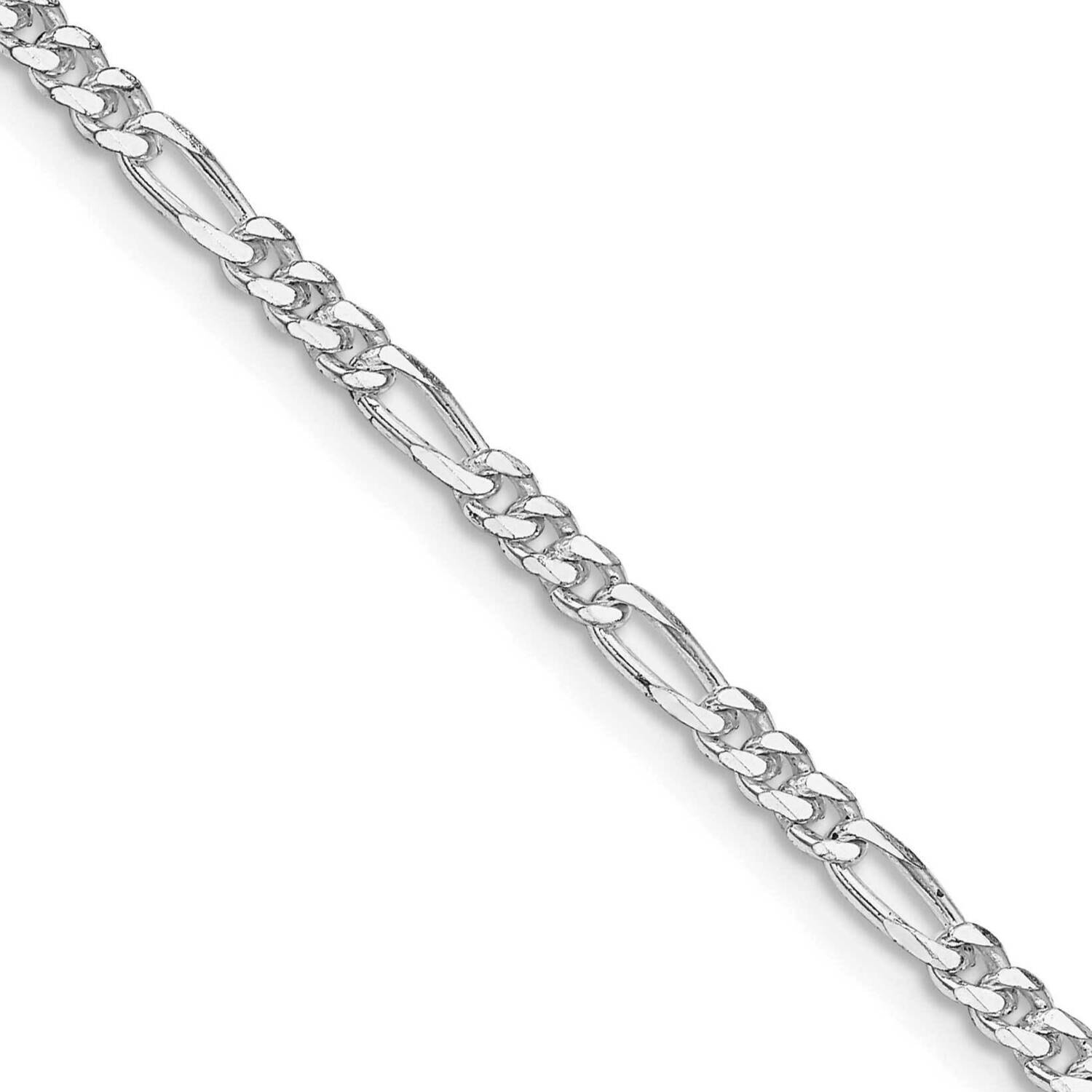 2.85mm Figaro Chain 18 Inch Sterling Silver Rhodium-Plated QFG080R-18