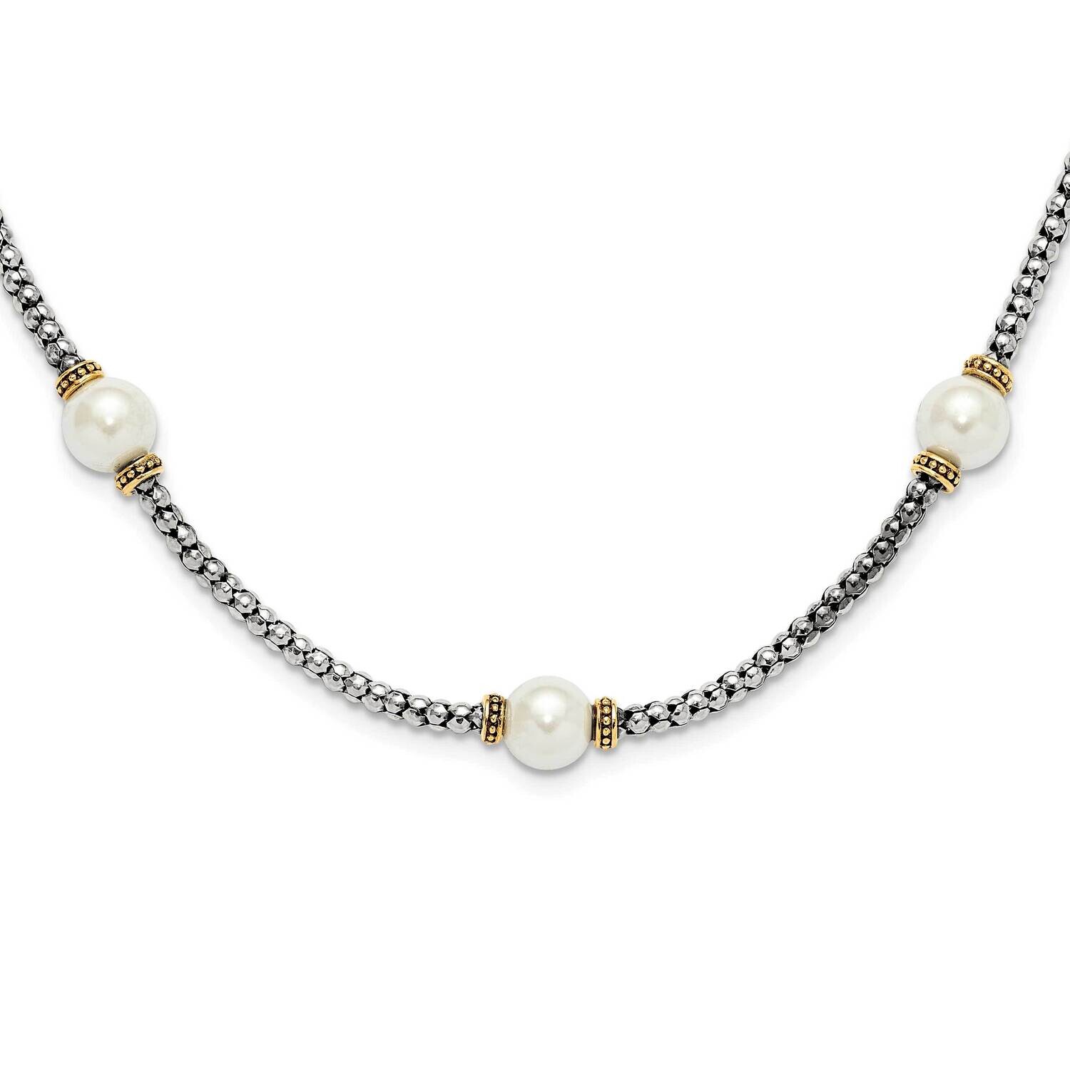 Gold-Tone Synthetic Pearl 18 Inch Necklace Sterling Silver QG6555-18, MPN: QG6555-18,
