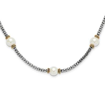 Gold-Tone Synthetic Pearl 18 Inch Necklace Sterling Silver QG6555-18, MPN: QG6555-18,