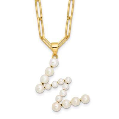 Gold-Plated 3-5.5mm Fwc Pearl Letter W 18 Inch Necklace Sterling Silver QH5808GPW-18, MPN: QH5808GP…
