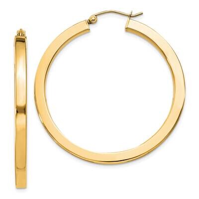 Flash Gold-Plated 3X40mm Square Tube Hoop Earrings Sterling Silver QE826GP, MPN: QE826GP,