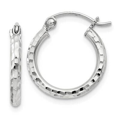 2mm Diamond Cut Hoop Earrings Sterling Silver QE4460SP, MPN: QE4460SP,