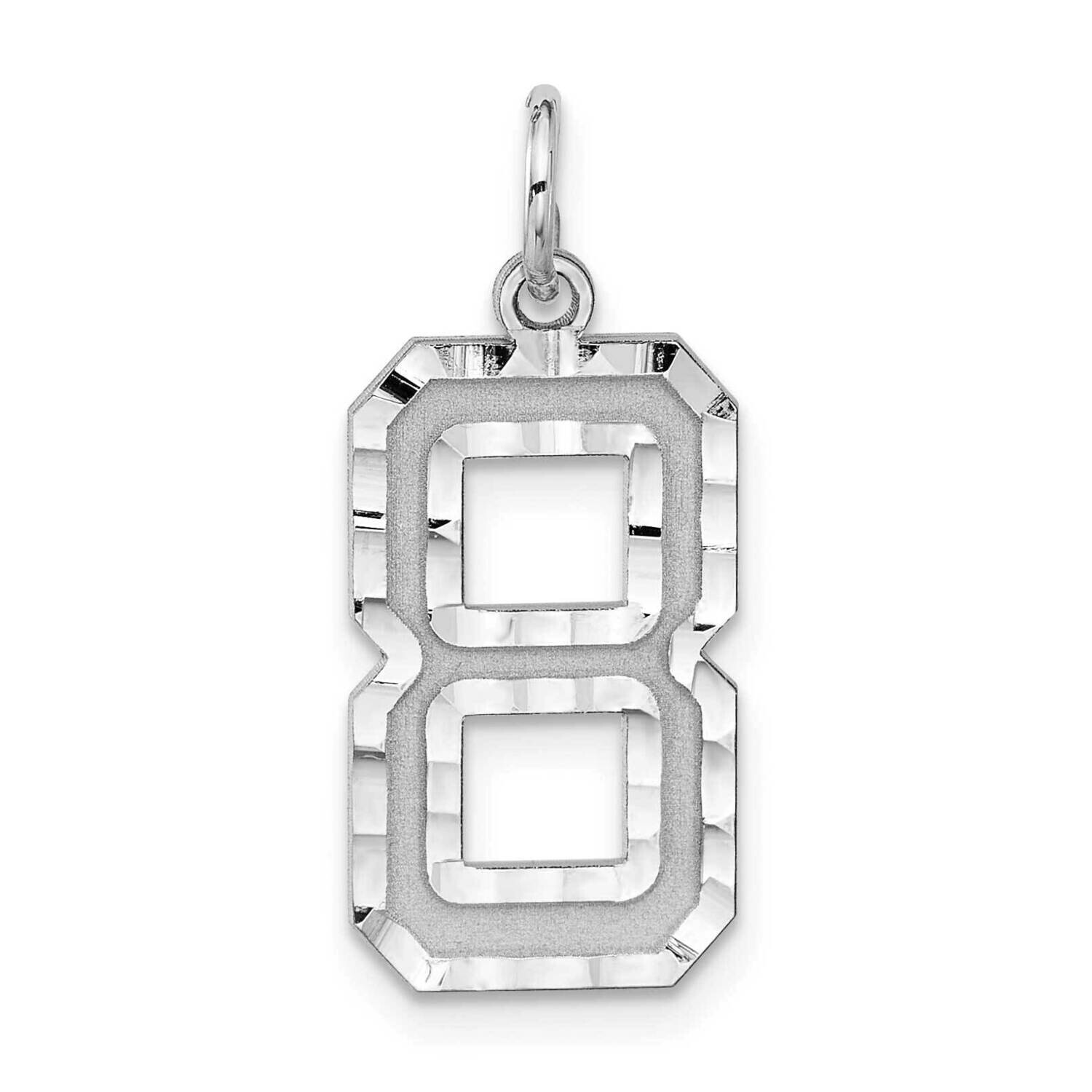 Large Diamond-Cut #8 Charm Sterling Silver Rhodium-Plated QLN08, MPN: QLN08,