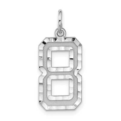 Large Diamond-Cut #8 Charm Sterling Silver Rhodium-Plated QLN08, MPN: QLN08,