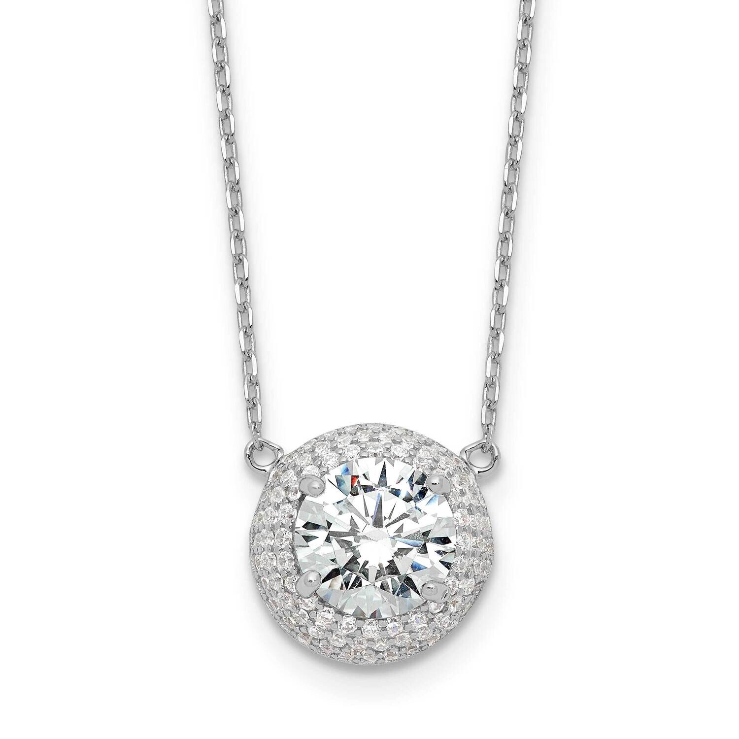 8mm CZ 16 Inch 2 Inch Extender Necklace Sterling Silver Rhodium-Plated QG6650-16, MPN: QG6650-16,