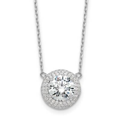 8mm CZ 16 Inch 2 Inch Extender Necklace Sterling Silver Rhodium-Plated QG6650-16, MPN: QG6650-16,