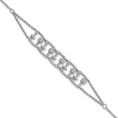 Fancy 7 Inch 1 Inch Extension CZ Bracelet Sterling Silver Rhodium-Plated QG6441-7, MPN: QG6441-7,