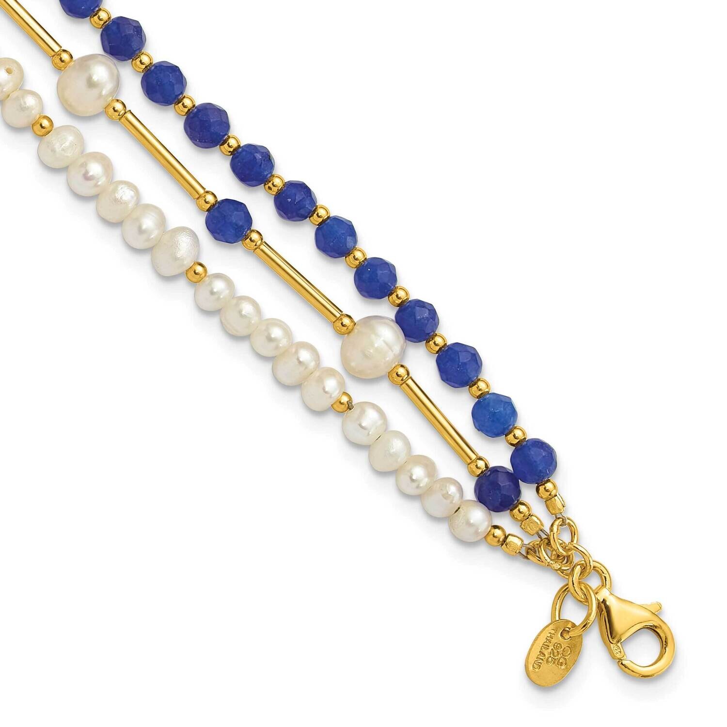 Gold-Plated Fwc Pearl Blue Quartz 1 Inch Extender Bracelet Sterling Silver QH5687-8, MPN: QH5687-8,