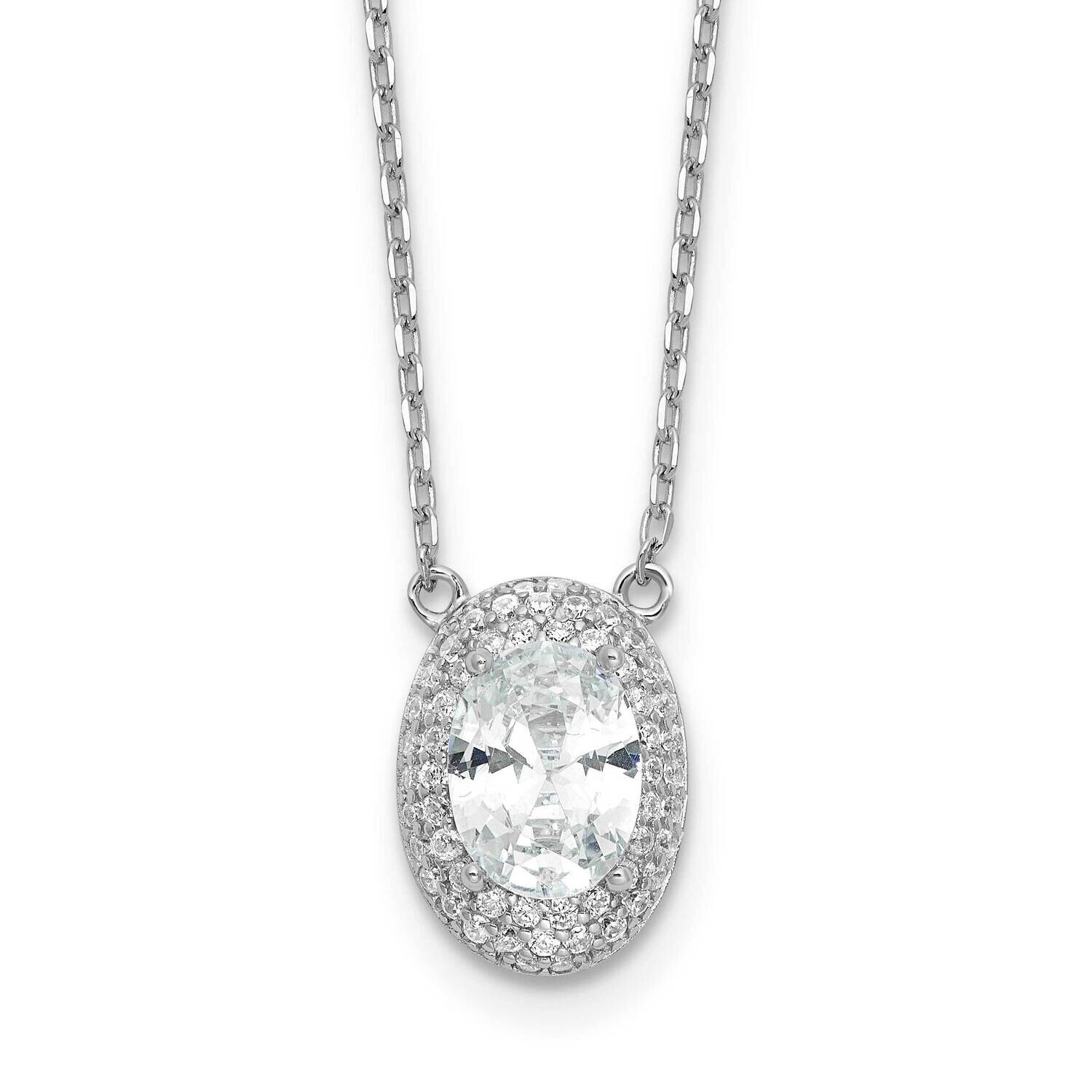 8X6mm Oval CZ 16 Inch 2 Inch Extender Necklace Sterling Silver Rhodium-Plated QG6647-16, MPN: QG664…