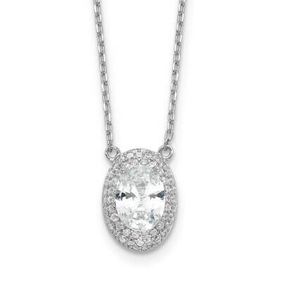 8X6mm Oval CZ 16 Inch 2 Inch Extender Necklace Sterling Silver Rhodium-Plated QG6647-16, MPN: QG664…