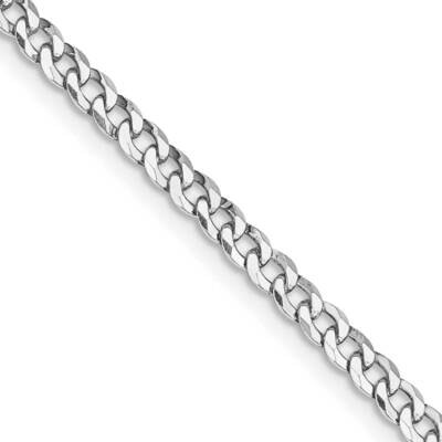 3.2mm Beveled Curb Chain 26 Inch Sterling Silver Rhodium-Plated QFB080R-26, MPN: QFB080R-26,