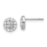 Polished CZ Halo Cluster Post Earrings Sterling Silver Rhodium-Plated QE17100, MPN: QE17100,