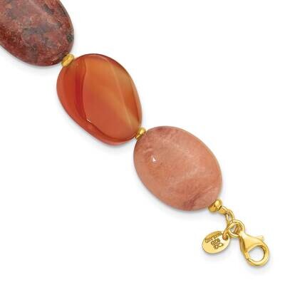Gold-Plated Aventurine Carnelian Jasper 1 Inch Extension Bracelet Sterling Silver QH5681-7.5, MPN: …