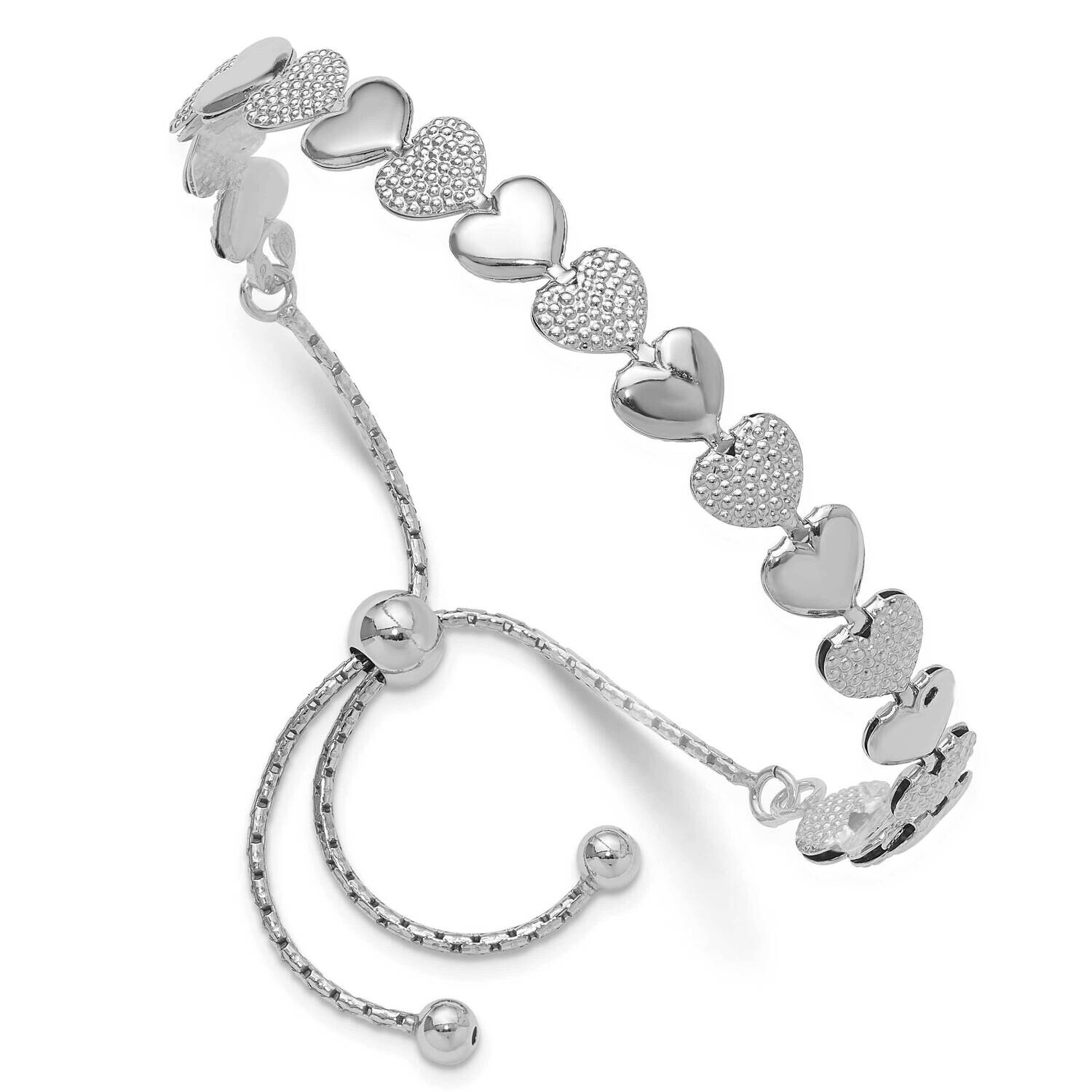 Adjustable Bolo Hearts Bracelet Sterling Silver Rhodium-Plated QG6265, MPN: QG6265,